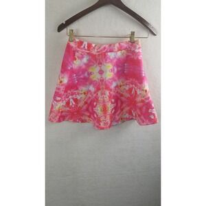 Tie Dye Skater Skirt mini Cherry Styx  Pink Yellow White women 10 12